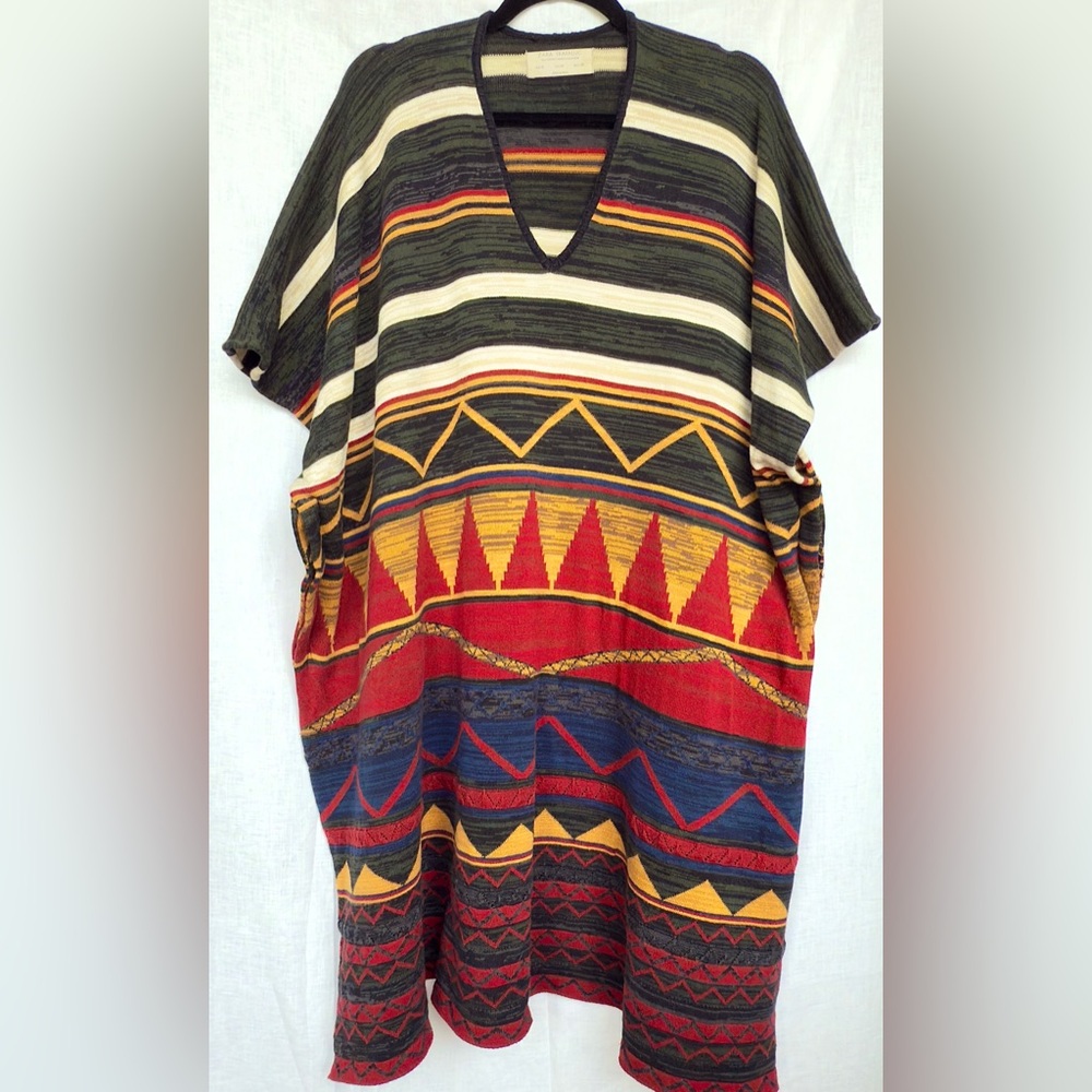 Zara Trafaluc 100% Cotton Poncho Split Hems on Both Sides -Wear with or w/o belt